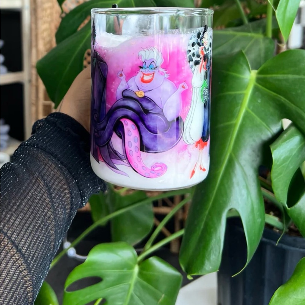 NEW DISNEY VILLAINS GLASS MUG.